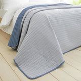 Catherine Lansfield Stripe Quilted Reversible Bedspread In Blue