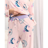 Chelsea Peers Astral Hearts Print Long Pyjama Set In Pink