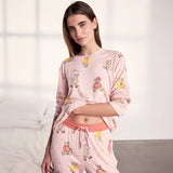 Chelsea Peers Celestial Bear Print Long Pyjama Set In Pink
