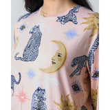 Chelsea Peers Celestial Leopard Print Long Pyjama Set In Pink