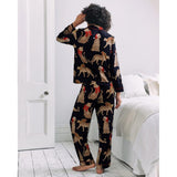 Chelsea Peers Christmas Leopard Print Long Pyjama Set