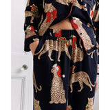Chelsea Peers Christmas Leopard Print Long Pyjama Set