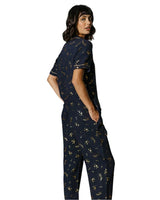 Chelsea Peers Cotton Star Print Long Pyjama Set in Navy