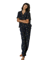 Chelsea Peers Cotton Star Print Long Pyjama Set in Navy