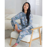 Chelsea Peers Dream Leopard Print Long Pyjama Set In Blue