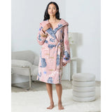 Chelsea Peers Fleece Celestial Leopard Print Dressing Gown In Pink