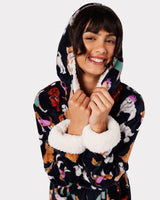 Chelsea Peers Fleece Navy Posh Dogs Print Robe