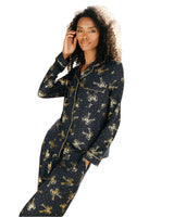 Chelsea Peers Gold Ribbon Bow Print Long Pyjama Set