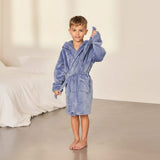 Chelsea Peers Kids Fleece Hooded Dressing Gown In Blue