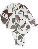 Chelsea Peers Kids' Organic Cotton Cream Leopard Print Long Pyjama Set