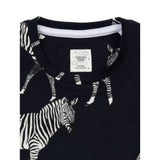 Chelsea Peers Kids' Zebra Print Crew Neck Pyjama Set In Navy Multi