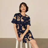 Chelsea Peers Lunar Bunny Print Nightshirt In Navy