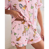 Chelsea Peers Martini Animals Print Short Pyjama Set In Pink