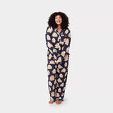 Chelsea Peers Navy Christmas Gingerbread Houses Print Long Pyjama Set