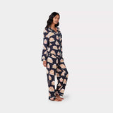 Chelsea Peers Navy Christmas Gingerbread Houses Print Long Pyjama Set