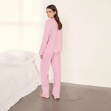 Chelsea Peers Organic Cotton Embroidered Sunburst Elephant Long Pyjama Set In Pink