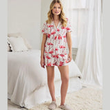 Chelsea Peers Organic Cotton Flamingo Stripe Print Short Pyjama Set