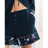 Chelsea Peers Organic Cotton Mystic Moon Print Tie-front Short Pyjama Set