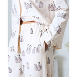 Chelsea Peers Organic Cotton Penguin Print Long Pyjama Set