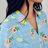 Chelsea Peers Organic Cotton Tennis & Cocktails Print Short Pyjama Set