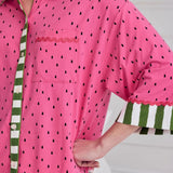 Chelsea Peers Organic Cotton Watermelon Print Long Pyjama Set In Pink