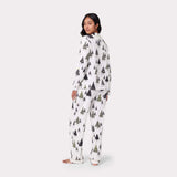 Chelsea Peers Organic Cotton White & Black Christmas Tree Print Long Pyjama Set