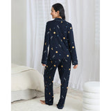 Chelsea Peers TENCEL™ Modal Celestial Zebra Long Pyjama Set In Navy