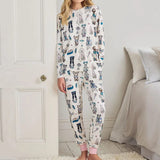 Chelsea Peers Tennis Dogs Print Long Pyjama Set In Cream