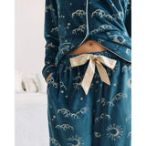 Chelsea Peers Velour Gold Foil Lunar Skies Long Pyjama Set