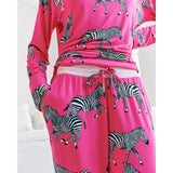 Chelsea Peers Zebra Print Long Pyjama Set In Hot Pink