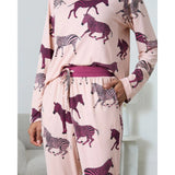 Chelsea Peers Zebra Print Long Pyjama Set In Purple Pink