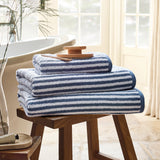 Christy Portobello Stripe Bath Sheet in Chalk Blue