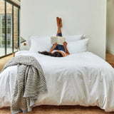 Christy Pure Organic Cotton Duvet Set in White Double