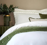 Christy Scallop Edge King Size Duvet Set In Matcha