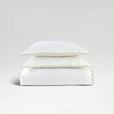 Christy Scallop Edge Single Duvet Set In Matcha
