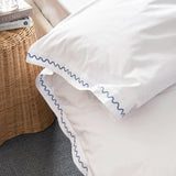 Christy Wave Embroidery Duvet Set in Blue Double