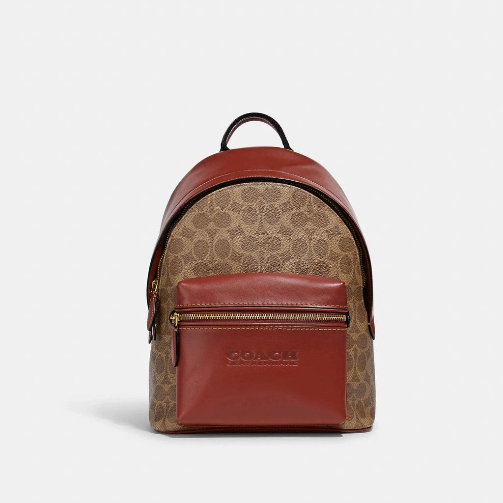 Coach Charter Backpack 24 In Signature Canvas Tan Rust