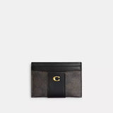 Coach Essential Card Case In Signature Upcrafted Leather In Black Walnut