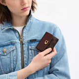Coach Essential Card Holder Wallet In Signature Canvas in Brass/Maple