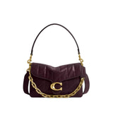 Coach Glazed Leather Quilted Tabby Shoulder Bag In Black Currant