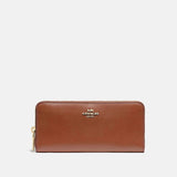 Coach Leather Slim Accordion Zip Saddle