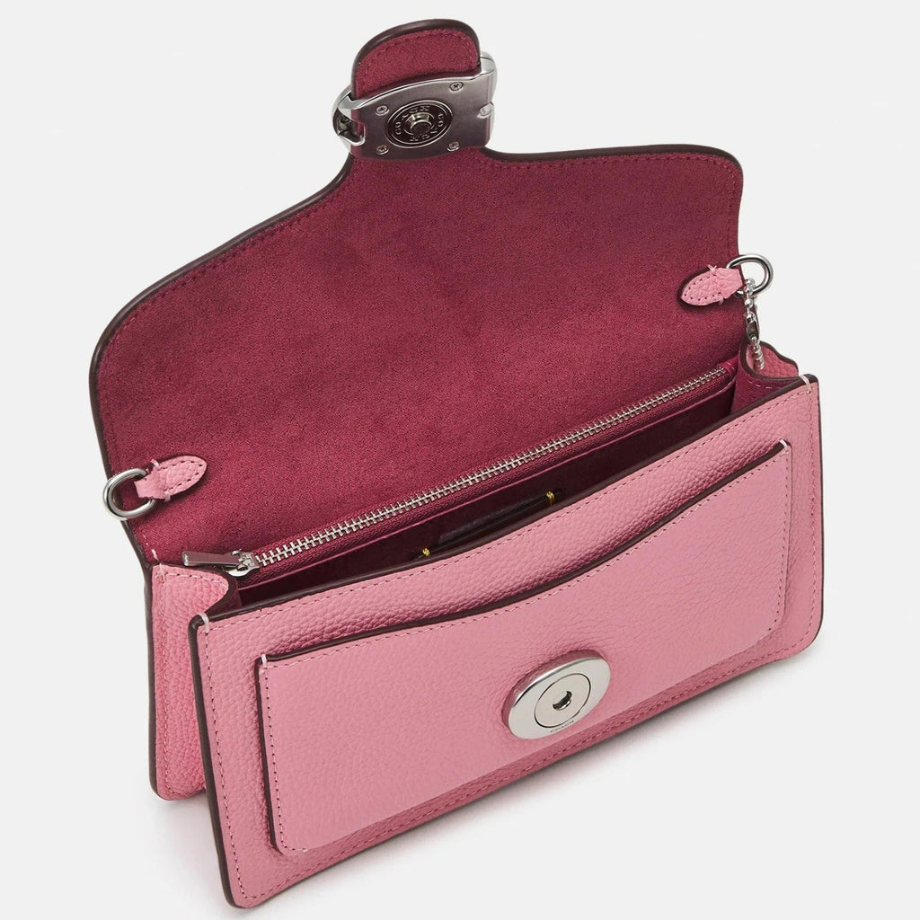 Coach Pebble Tabby Chain Clutch Bag Flower Pink