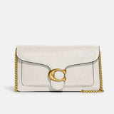 Coach Pebble Tabby Chain Clutch Chalk