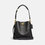 Coach Polished Leather Willow Bucket Bag In Black