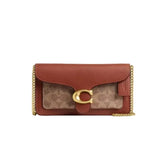 Coach Tabby Chain Clutch In Signature Canvas In B4/Tan Caramel
