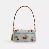 Coach Tabby Shoulder Bag 20 With Cherry Embroidery in Brass/Denim