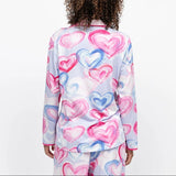Cyberjammies Chloe Heart Printed Jersey Pyjama Top In Pink