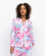 Cyberjammies Chloe Heart Printed Jersey Pyjama Top In Pink