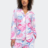 Cyberjammies Chloe Heart Printed Jersey Pyjama Top In Pink