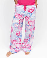 Cyberjammies Chloe Heart Printed Jersey Wide Leg Pyjama Bottoms In Pink